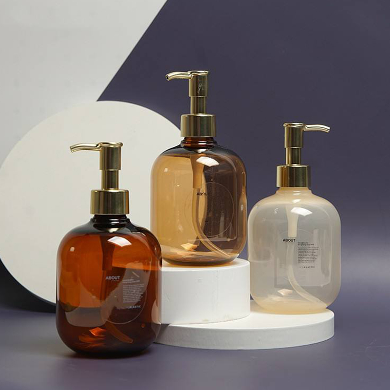 300ml 500ml PET Plastic Amber Ronde Lege Conditioner Bodylotion Fles Goud PET Lotion Pomp Shampoo Fles 300ml 500ml PET Plastic Amber Ronde Lege Conditioner Bodylotion Fles Goud PET Lotion Pomp Shampoo Fles