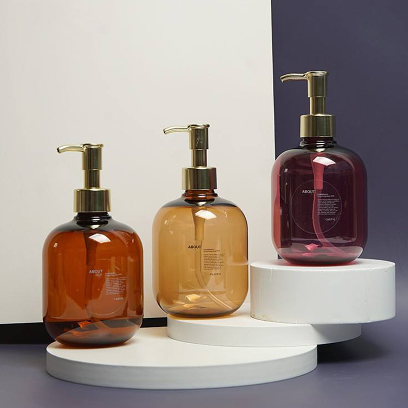 300ml 500ml PET Plastic Amber Ronde Lege Conditioner Bodylotion Fles Goud PET Lotion Pomp Shampoo Fles 300ml 500ml PET Plastic Amber Ronde Lege Conditioner Bodylotion Fles Goud PET Lotion Pomp Shampoo Fles