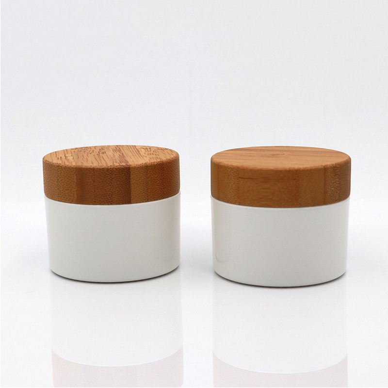 50g 100g 200g 250g Frosted Plastic PP Body Boter Cosmetische Balsem Gezichtscrème Pot Met Print bamboe Deksel 50g 100g 200g 250g Frosted Plastic PP Body Boter Cosmetische Balsem Gezichtscrème Pot Met Print bamboe Deksel