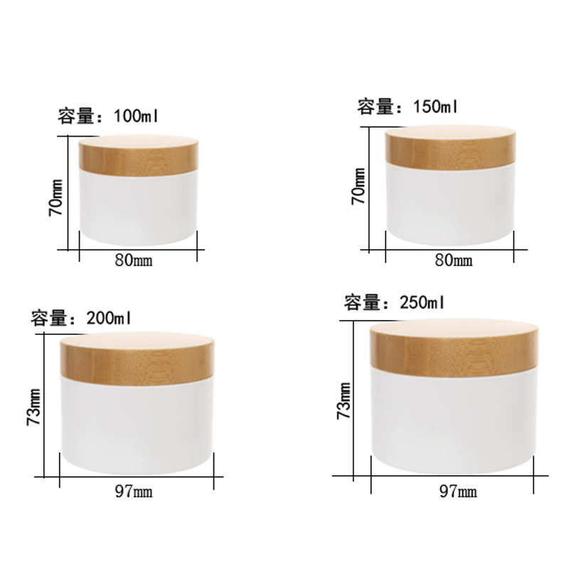 50g 100g 200g 250g Frosted Plastic PP Body Boter Cosmetische Balsem Gezichtscrème Pot Met Print bamboe Deksel 50g 100g 200g 250g Frosted Plastic PP Body Boter Cosmetische Balsem Gezichtscrème Pot Met Print bamboe Deksel