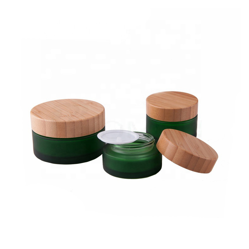 Cosmetische Lege 5g 15g 30g 50g 100g Frosted groene Huidverzorging Crème Glazen Pot Oogcrème pot met Bamboe Schroefdeksel Cosmetische Lege 5g 15g 30g 50g 100g Frosted groene Huidverzorging Crème Glazen Pot Oogcrème pot met Bamboe Schroefdeksel