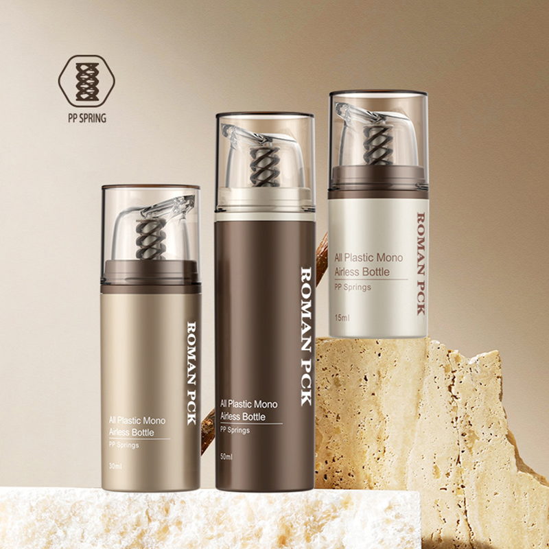 Bruine plastic airless cosmetische crème doorzichtige pompfles huidverzorgingsdispenser make-upcontainer voor crèmegellotion