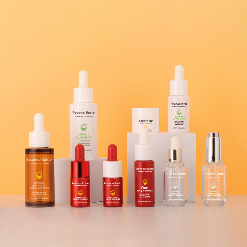 Mode Amber clear 10 ml 15 ml 20 ml 30 ml 40 ml 50 ml Cilinder Kleine Plastic Druppelflesje Serum Essentiële Olie voor Cosmetische