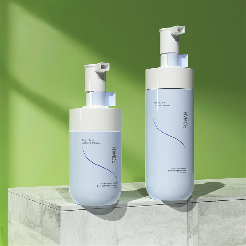 Private Label Facial Whitening Foamer Zachte reinigingsmousse Bubble Cleanser Blauwe PET-schuimpompfles 150 ml 200 ml 300 ml