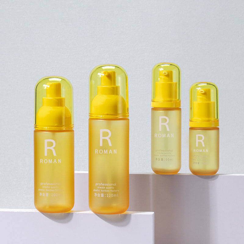 30 ml 50 ml 100 ml 120 ml Huisdier Geel Make-Up Remover Fles Gezicht Wassen Ronde Druk Body Cream fles 3.5 oz Plastic Lotion Fles