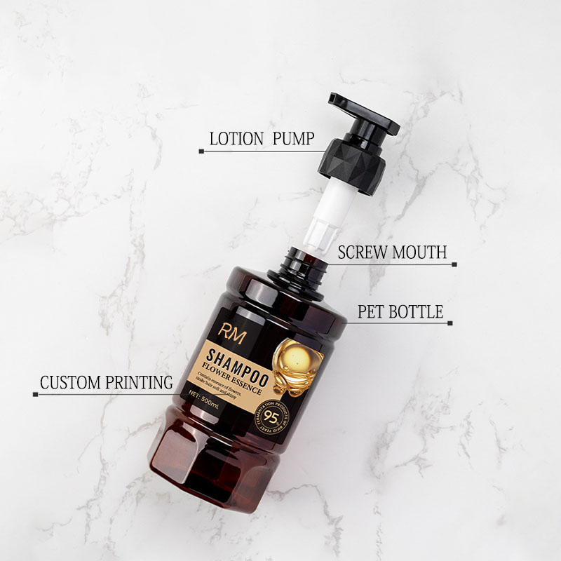 500 ml huisdier plastic bloemblaadje pompfles met schroefpomp hoogwaardige hotelshampoofles voor persoonlijke verzorgingsverpakking 500 ml huisdier plastic bloemblaadje pompfles met schroefpomp hoogwaardige hotelshampoofles voor persoonlijke verzorgingsverpakking