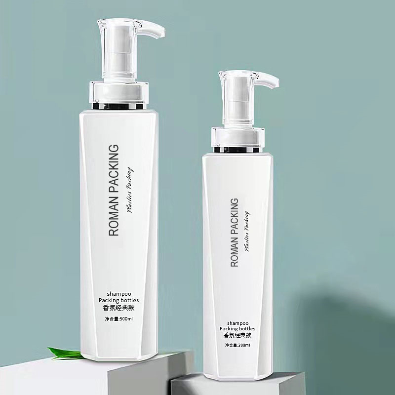 Luxe Witte 300 ml 500 ml Lange en Slanke Lotion Pomp Shampoo Fles Douchegel Body Wash Verpakking Met Gouden pomp