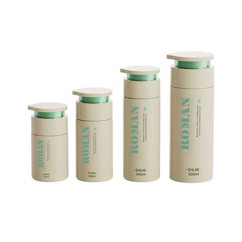 Ronde platte schouder huidverzorging crème fles 150 ml 200 ml 300 ml 500 ml babylotion conditioner verpakking shampoo en body wash handcrème flessen