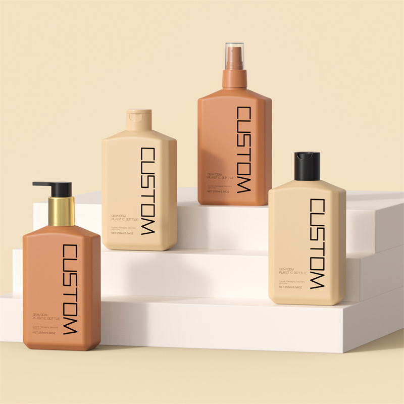 250 ml 10 oz Frosted Platte Schuine Schouder Hand Bodylotion Pomp Flessen Huidverzorging Babyshampoo Douchegels Fles