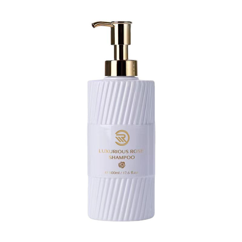 Eco-vriendelijke 500 ml platte schouder shampoo douchegel fles wit zwarte streep drukken op plastic pomp emulsie verpakking voor lotion gebruik Eco-vriendelijke 500 ml platte schouder shampoo douchegel fles wit zwarte streep drukken op plastic pomp emulsie verpakking voor lotion gebruik