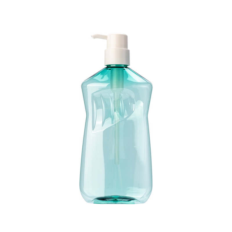 Lege 500ml slanke taille PET-plastic lotionfles Innovatieve schattige transparante groene shampoofles met lotionpomp Lege 500ml slanke taille PET-plastic lotionfles Innovatieve schattige transparante groene shampoofles met lotionpomp