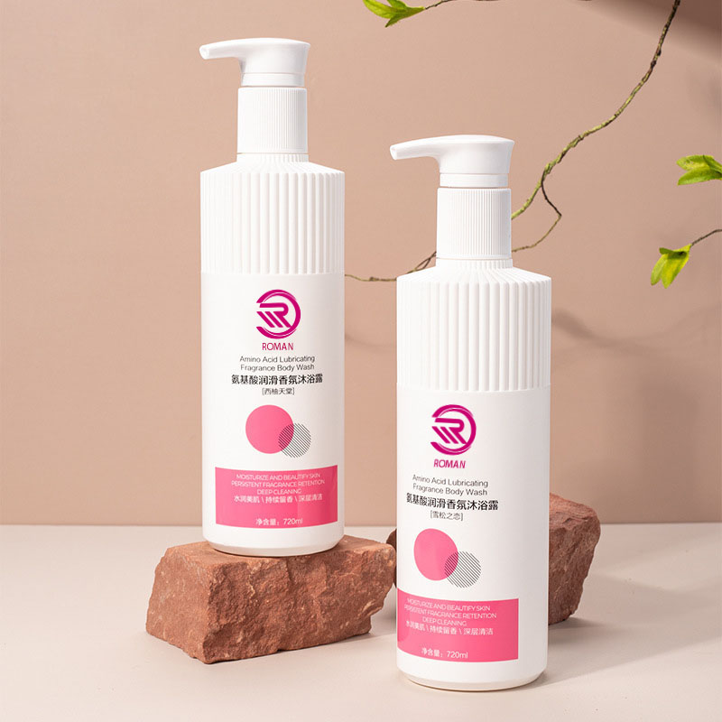 Hot Wit Gestreepte HDPE Plastic Fles met Gegolfde Mondstuk 500 ml 700 ml Shampoo Douchegel Lotion met Pomp cap Vietnam