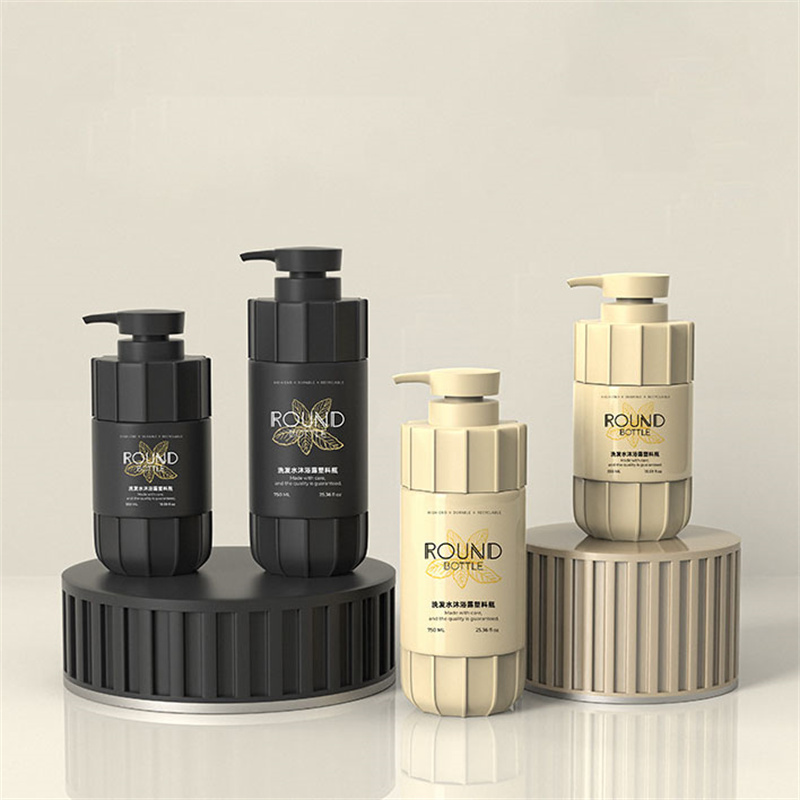 Mat Zwart 550 ml 600 ml 700 ml 750 ml Huisdier Plastic Strip Dikke Wand Plastic Lotion Pomp Fles Voor Cleaner Zonnebrandcrème Shampoo Douchegel