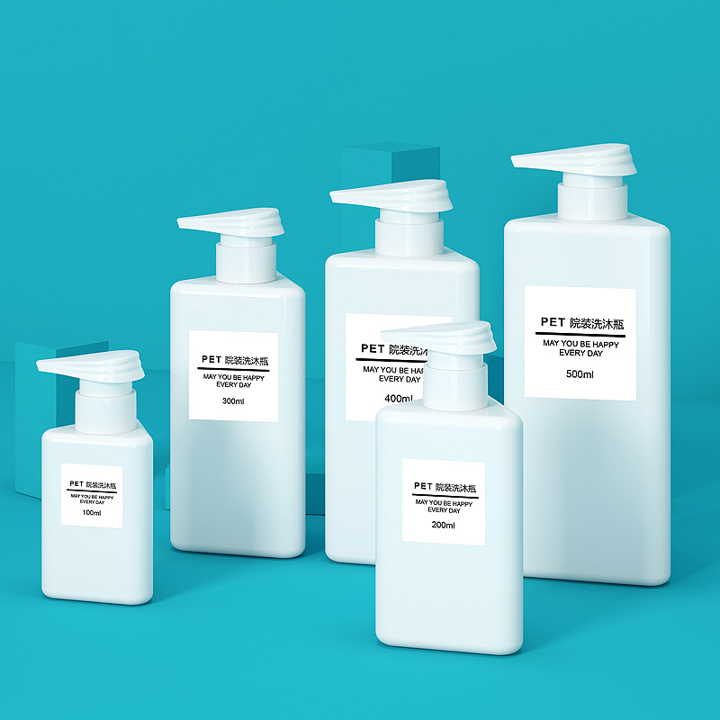 Nieuwe driehoekige PET-plastic lege fles voor gezichtsreiniger lotion of huidverzorgingslotion 100 ml 200 ml 300 ml 400 ml 500 ml cosmetische fles