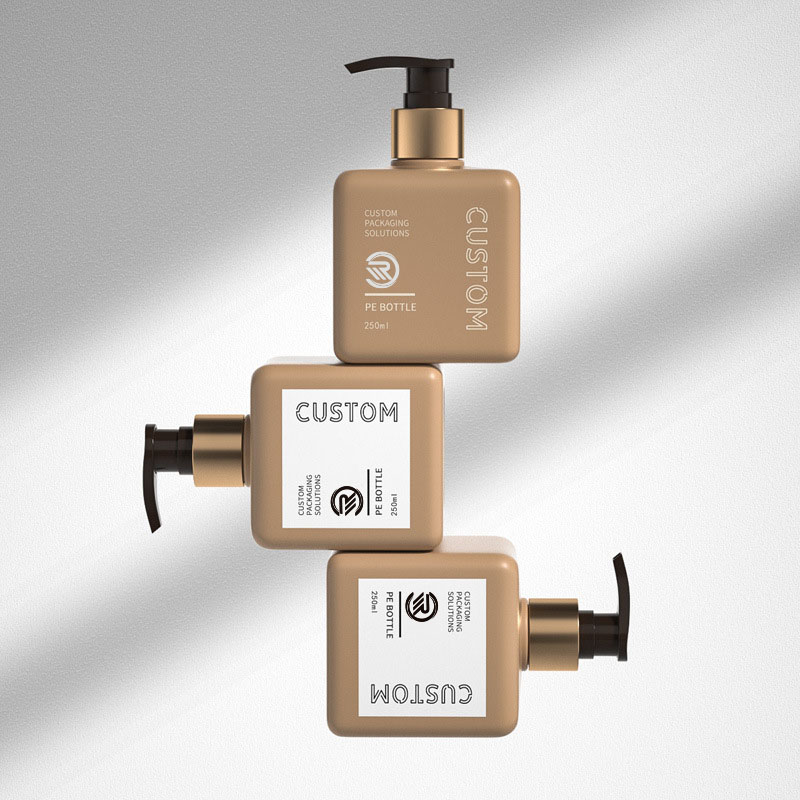 Populaire gerecyclede PET-plastic vierkante huidverzorgingsshampoo Lichaamsboterolieflessen 150 ml, 200 ml, 250 ml maten met zeefdruk Populaire gerecyclede PET-plastic vierkante huidverzorgingsshampoo Lichaamsboterolieflessen 150 ml, 200 ml, 250 ml maten met zeefdruk