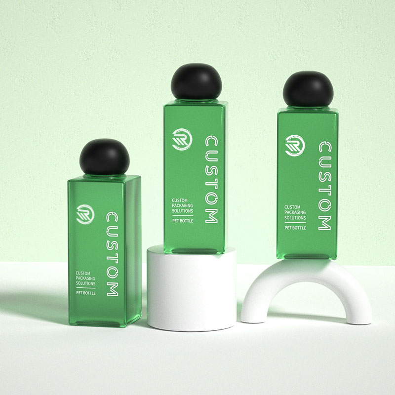 Premium plastic vierkante 200 ml 250 ml helder matte cosmetische lotionflessen voor huidverzorging Serum Premium tonerverpakking met kogelvormige schroefdop